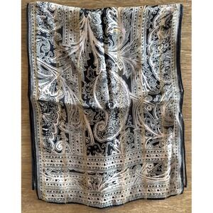 BAAR & BEARDS Silk & Gold Lurex Paisley Scarf-Made In Japan-Hand Rolled Rectngle